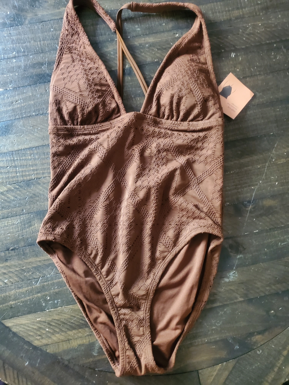 Shade & Shore Brown Textured One-Piece Swimsuit